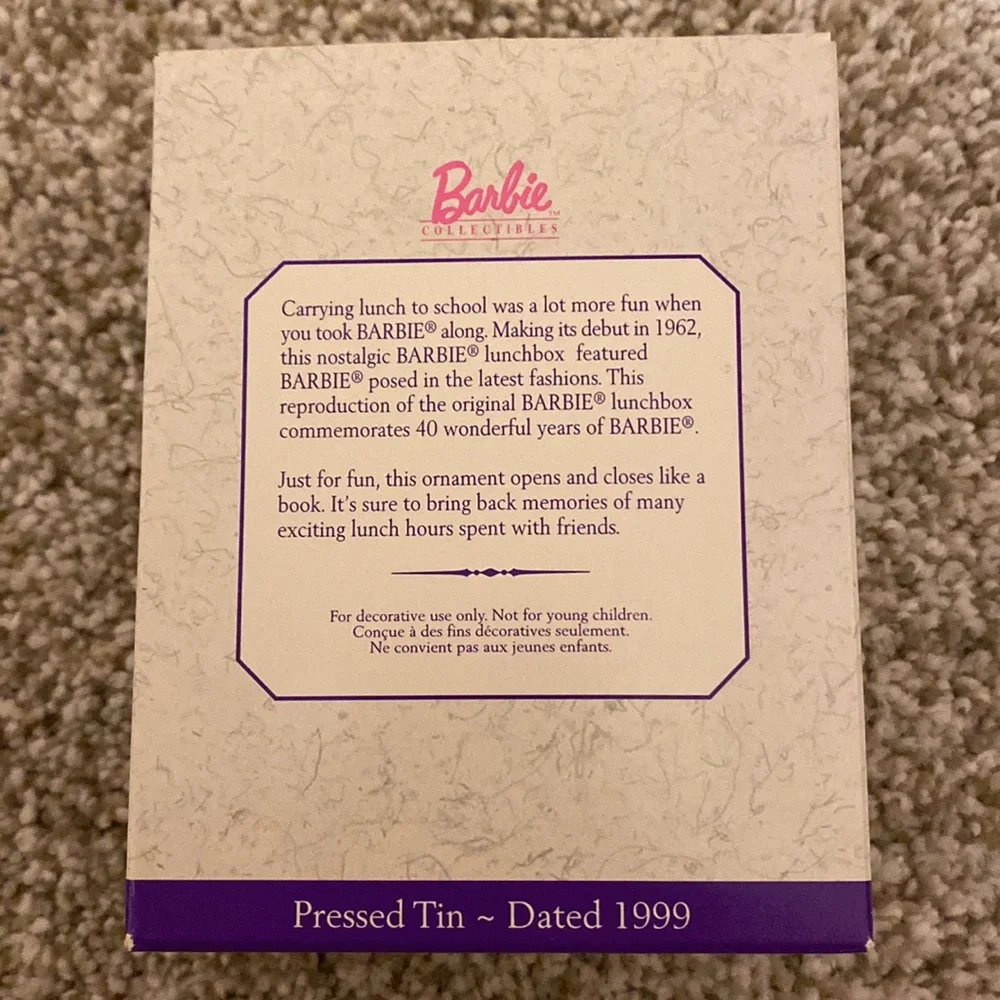 Hallmark Barbie Lunchbox Ornament NWT collectible - Picture 2 of 3